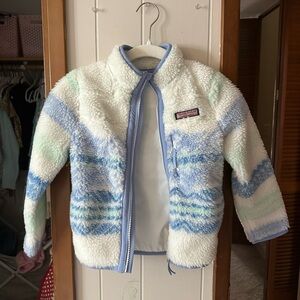 Vineyard Vines Kids Sherpa Jacket - Blue, White, and Green